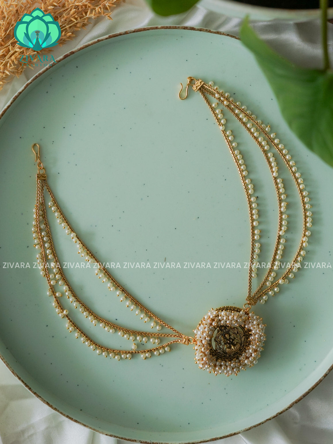 Traditional heavy earchains /maatals WITH BUN PIN - bridal accessory- zivara fashion-latest jewellery collection