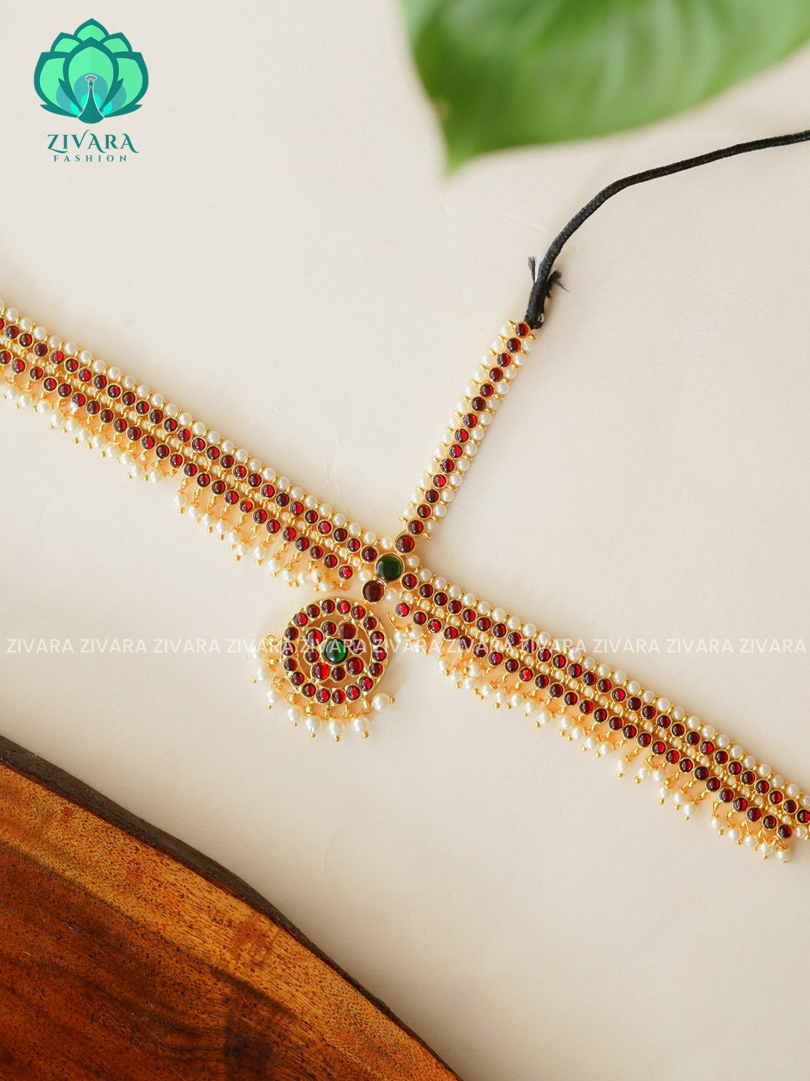 RED AND GREEN- DOUBLE SIDE -TRADITIONAL KEMP CHUTTI/TIKKA  - latest kemp dance jewellery collection