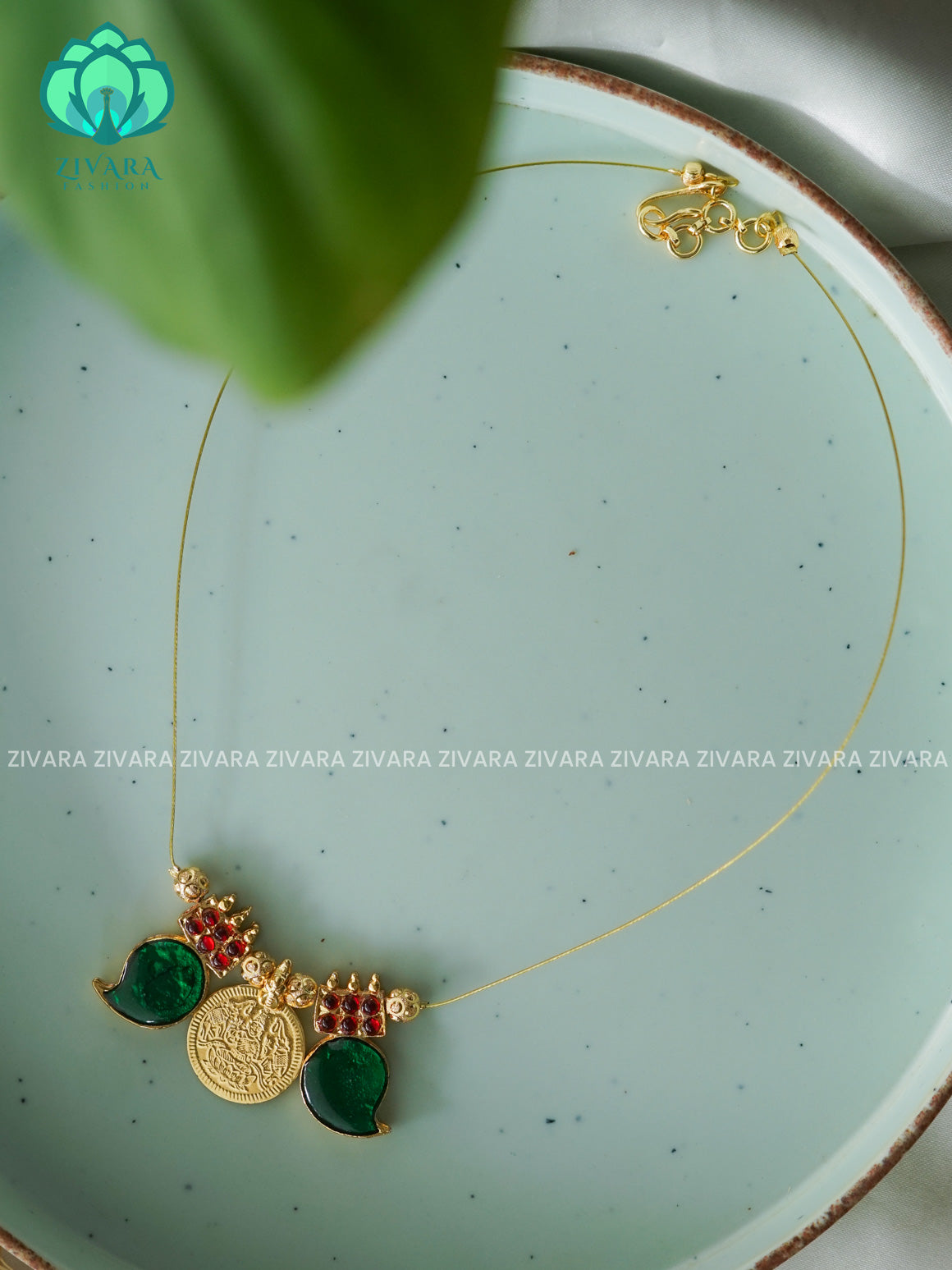 ENAMEL pendant INVISIBLE TAMARA MINIMAL ELEGANT HANDMADE NECKLACE WITH BRILLIANT FINISH MOTIFS- ZIVARA FASHION