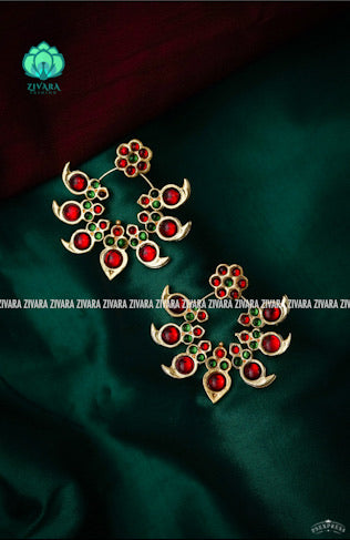 RED AND GREEN  - JALAKSHI BALI - HANDMADE EARRINGS - latest kemp dance jewellery collection