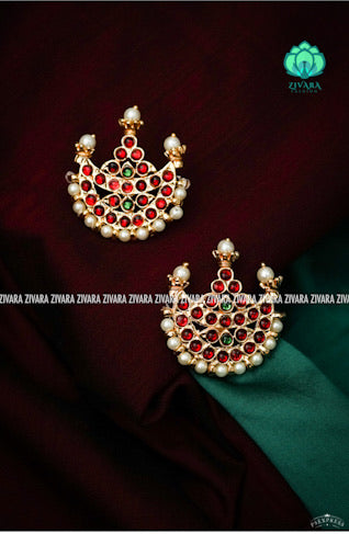 RED AND GREEN - PIRAI  STUDS- HANDMADE EARRINGS - latest kemp dance jewellery collection