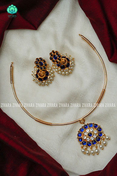 Kemp pipe Neckwear with earrings - south indian customised fusion jewellery