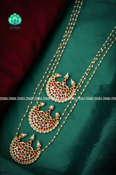 RED AND GREEN-BHAMINI - HANDMADE LONG NECKWEAR- latest kemp dance jewellery collection