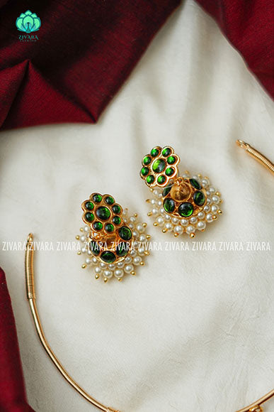 Kalini- Kemp pipe Neckwear with earrings - south indian customised fusion jewellery