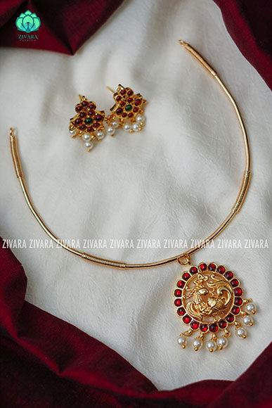 Kemp pipe Neckwear with earrings - south indian customised fusion jewellery