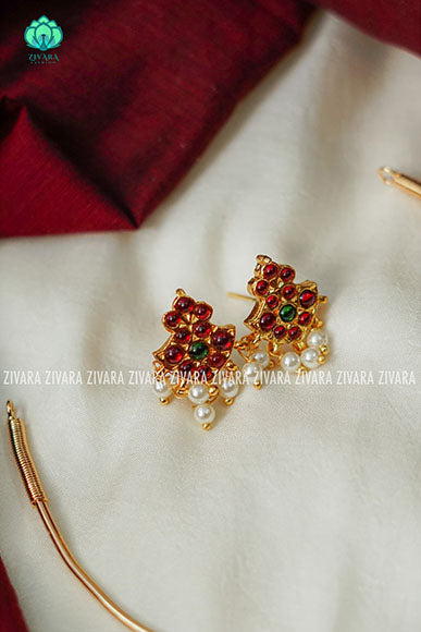 Kousalya -  Kemp pipe Neckwear with earrings - south indian customised fusion jewellery