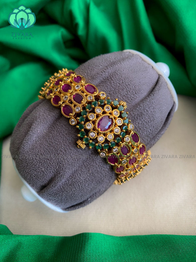 1 piece designer real kemp bangles-gold like finish-latest bangles design