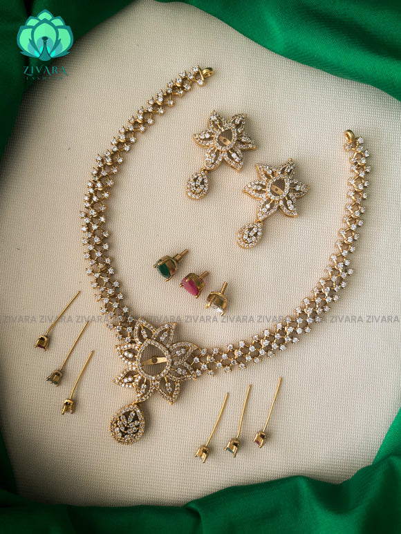 Interchangable hotselling NECKWEAR with earrings - latest pocket friendly south indian jewellery collection