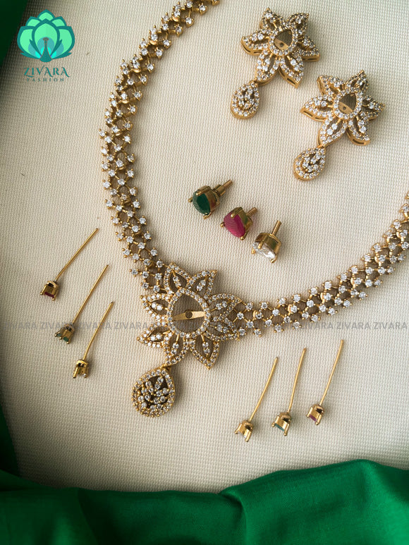 Interchangable hotselling NECKWEAR with earrings - latest pocket friendly south indian jewellery collection