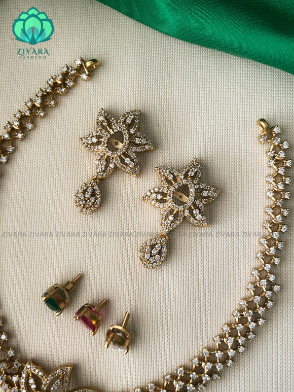 Interchangable hotselling NECKWEAR with earrings - latest pocket friendly south indian jewellery collection