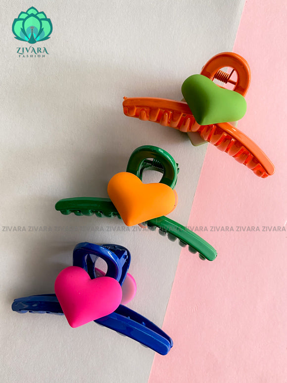 BRILLIANT COLOURED HEART CLIPS for KIDS - Trending premium quality hair accessories at best price for women