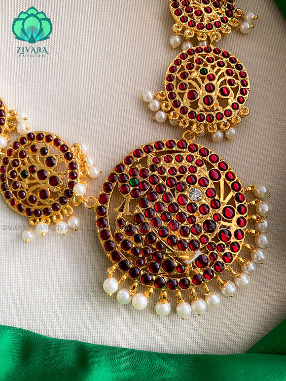 RED AND GREEN- AACHALA  - HANDMADE MID LENGTH NECKWEAR- latest kemp dance jewellery collection
