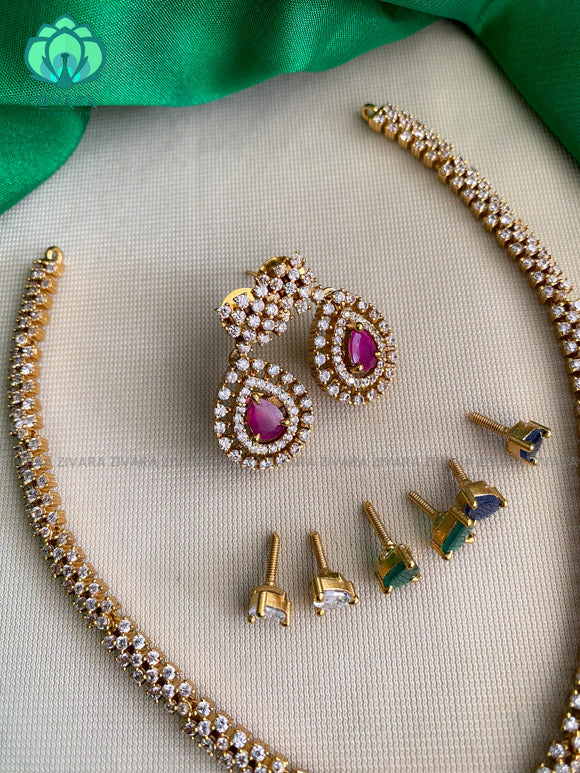 Interchangable hotselling NECKWEAR with earrings - latest pocket friendly south indian jewellery collection