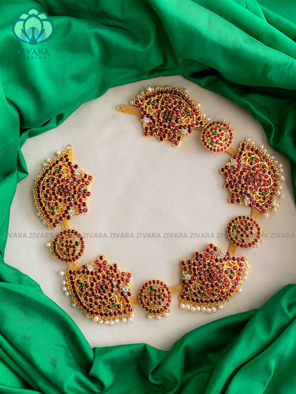 Red and green - KEMP DANCE JEWELLERY - Latest South indian budget friendly hipbelt collection- Zivara Fashion