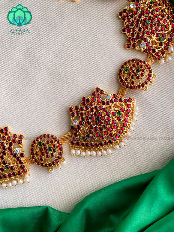 Red and green - KEMP DANCE JEWELLERY - Latest South indian budget friendly hipbelt collection- Zivara Fashion