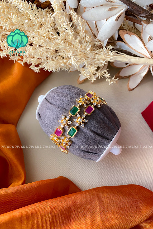 2 piece Microgold polish bangles- white stone- gold lookalike -latest bangles design