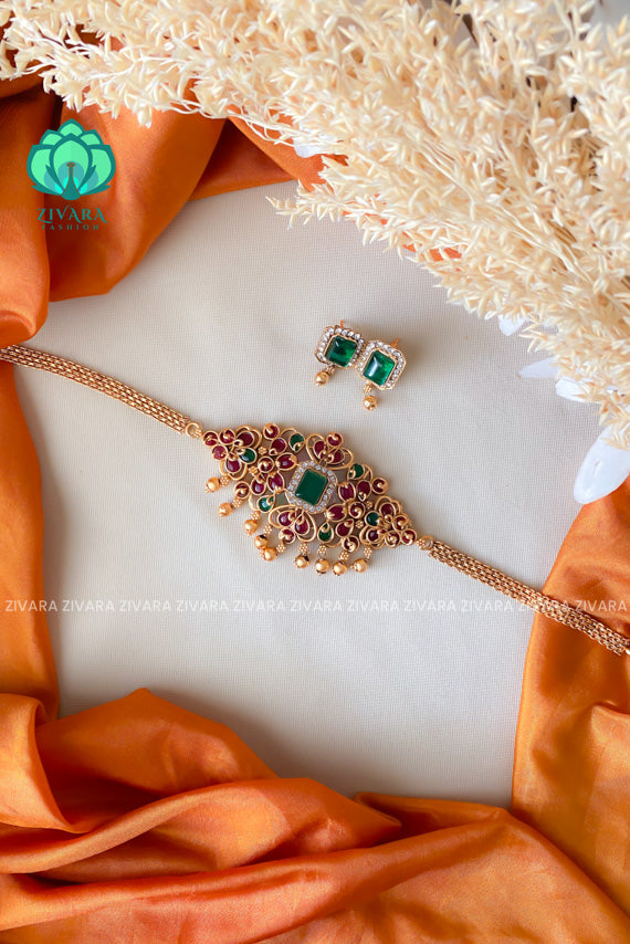 Cute matte finish simple choker with earrings-latest south indian jewellery