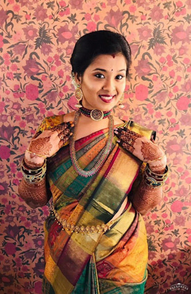 Vhaijaiyanthi- kemp choker with earrings -south indian kemp neckwear for women