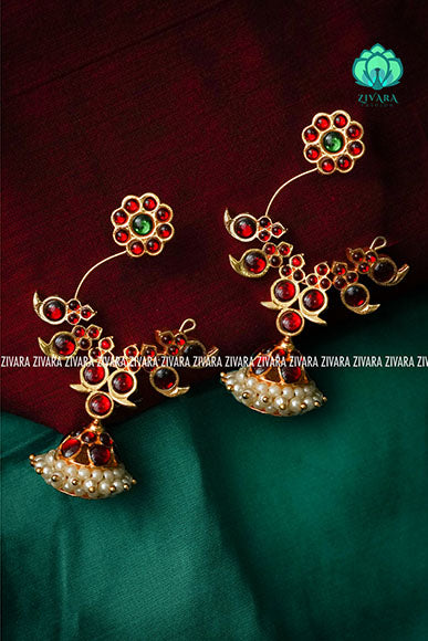 RED AND GREEN  -YAAZHINI - HANDMADE EARRINGS - latest kemp dance jewellery collection