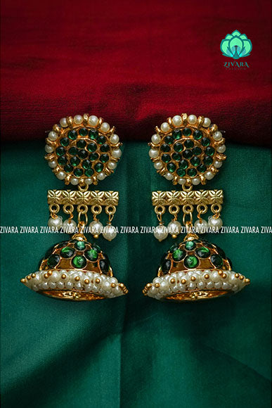 GREEN - jumbo SIZE HANDMADE JHUMKAS - latest kemp dance jewellery collection