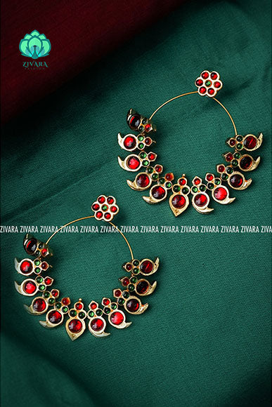 RED AND GREEN -JANAVI - HANDMADE BALI EARRINGS - latest kemp dance jewellery collection