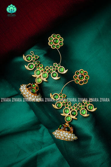 GREEN - KAJAL  - HANDMADE EARRINGS - latest kemp dance jewellery collection