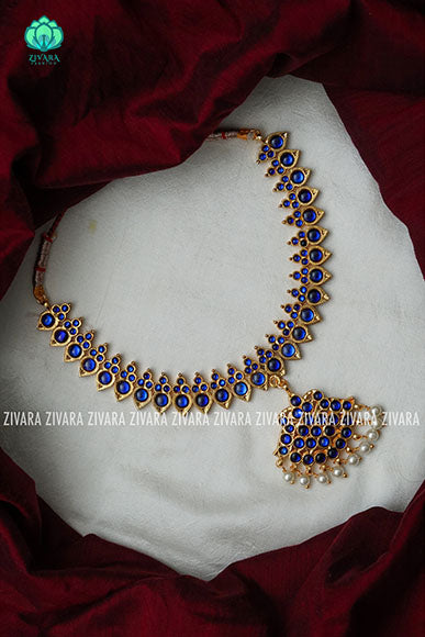 BLUE  - TAPASVEE - HANDMADE NECKWEAR - latest kemp dance jewellery collection