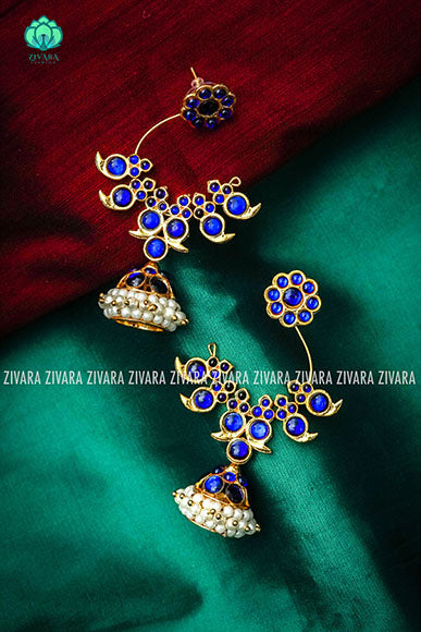 BLUE  -YAAZHINI - HANDMADE EARRINGS - latest kemp dance jewellery collection