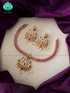 Hotselling real kemp flower pendant neckwear with earrings-Swarna- latest pocket friendly south indian jewellery collection