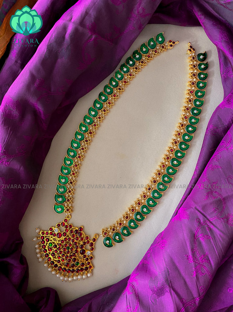 RED AND GREEN ENAMEL - MALINI   - HANDMADE LONG NECKWEAR- latest kemp dance jewellery collection