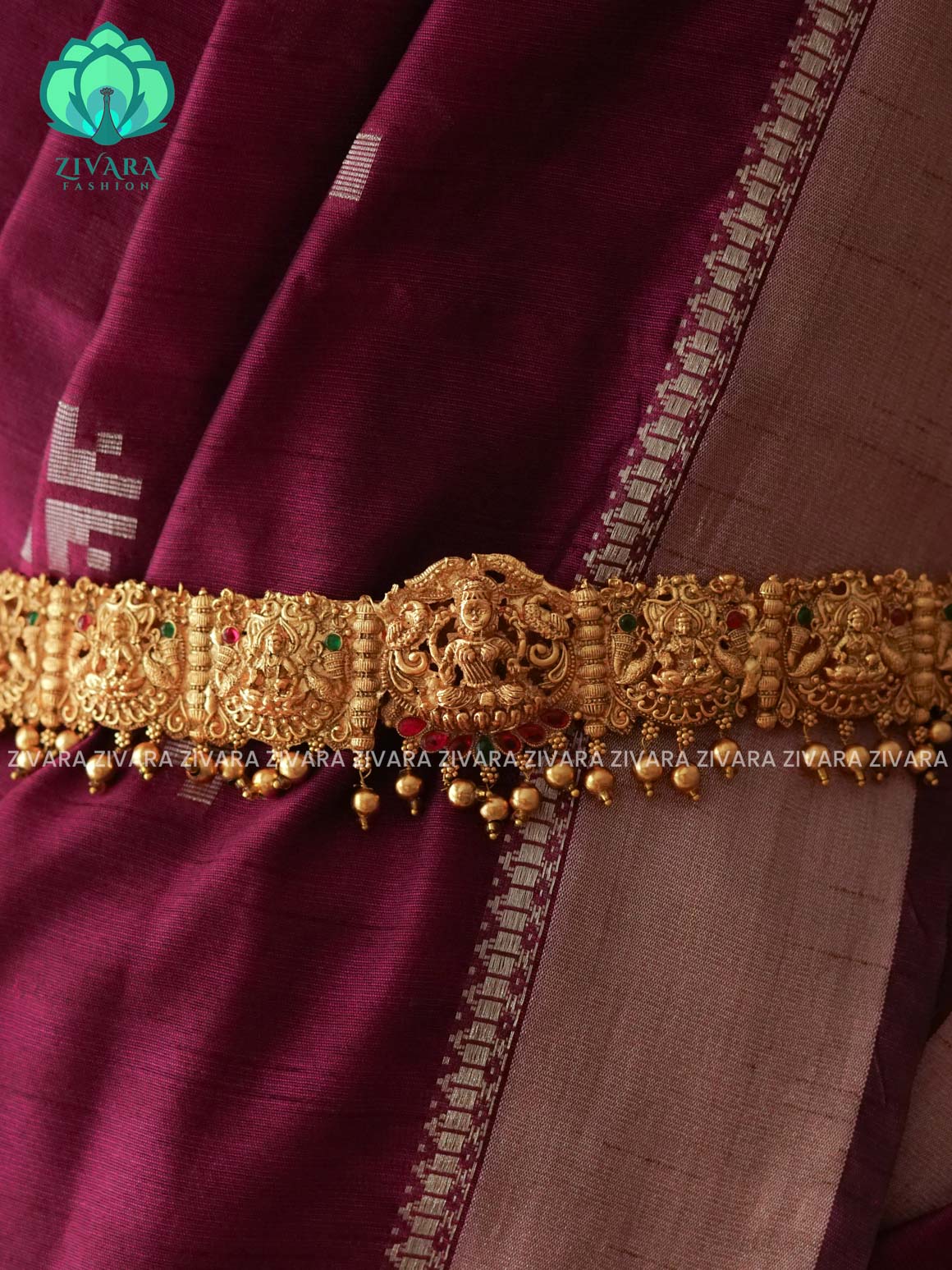 GOLD BALLS  - DHRUVA- MATTE TEMPLE STYLE (31 TO 38 INCHES  ) Latest South indian budget friendly hipbelt collection- Zivara Fashion