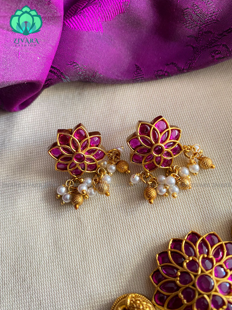 Annapakshi premium choker with earrings - CZ matte finish- Zivara Fashion