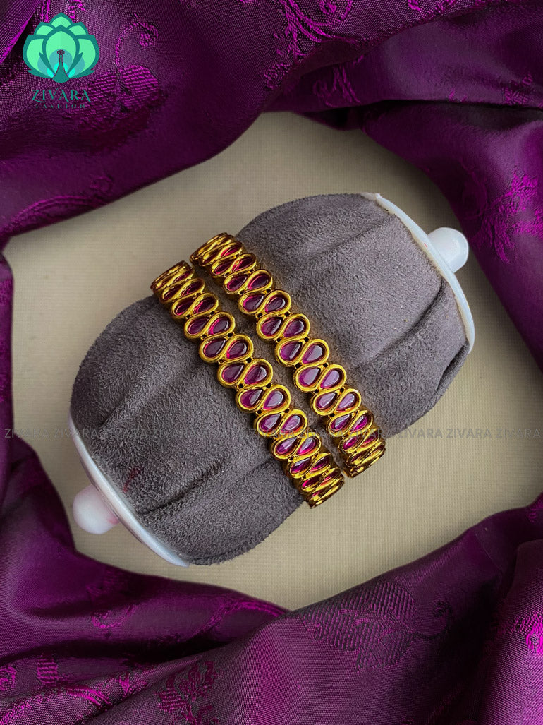 2 piece Motif free real kemp bangles- latest south indian fashion jewellery
