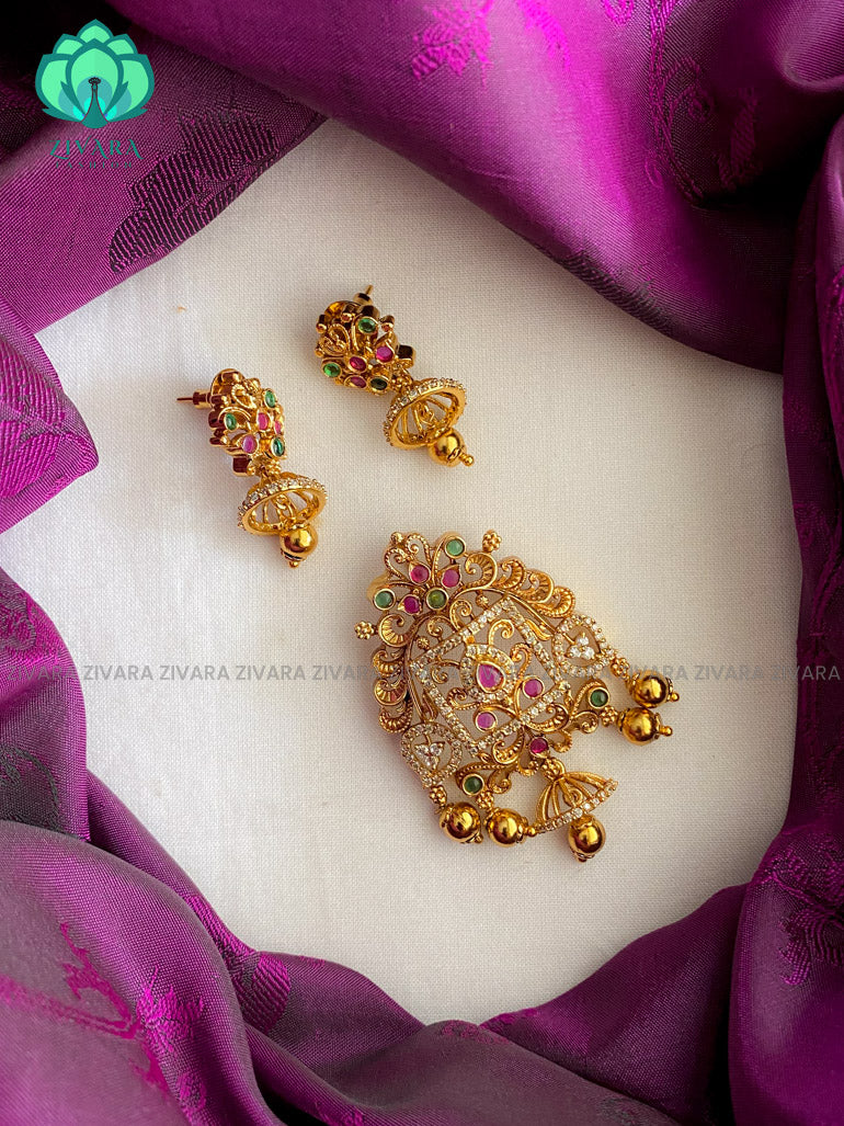 Cute ad  pendant set with earrings- Zivara Fashion