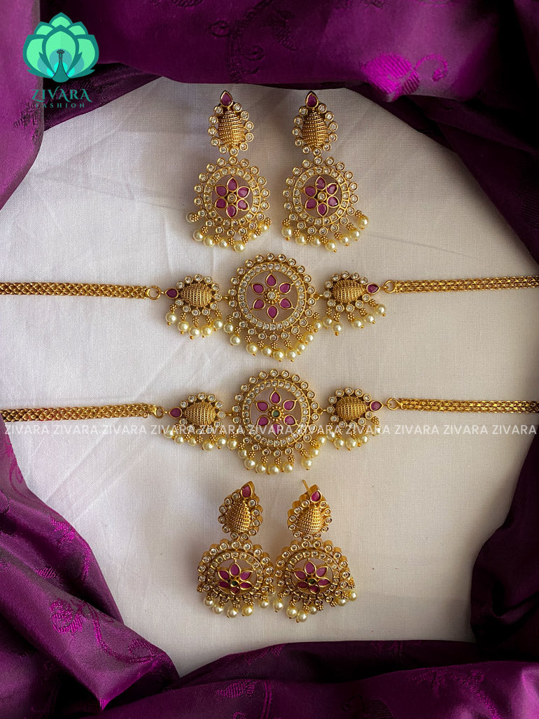 AD stone circle choker with earring - latest pocket friendly south indian jewellery collection