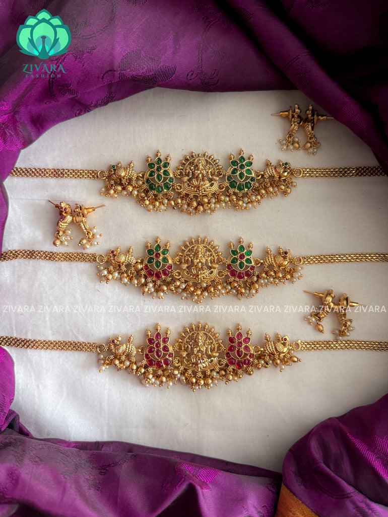 Budget friendly normal matte temple choker with studs - latest south indian jewellery