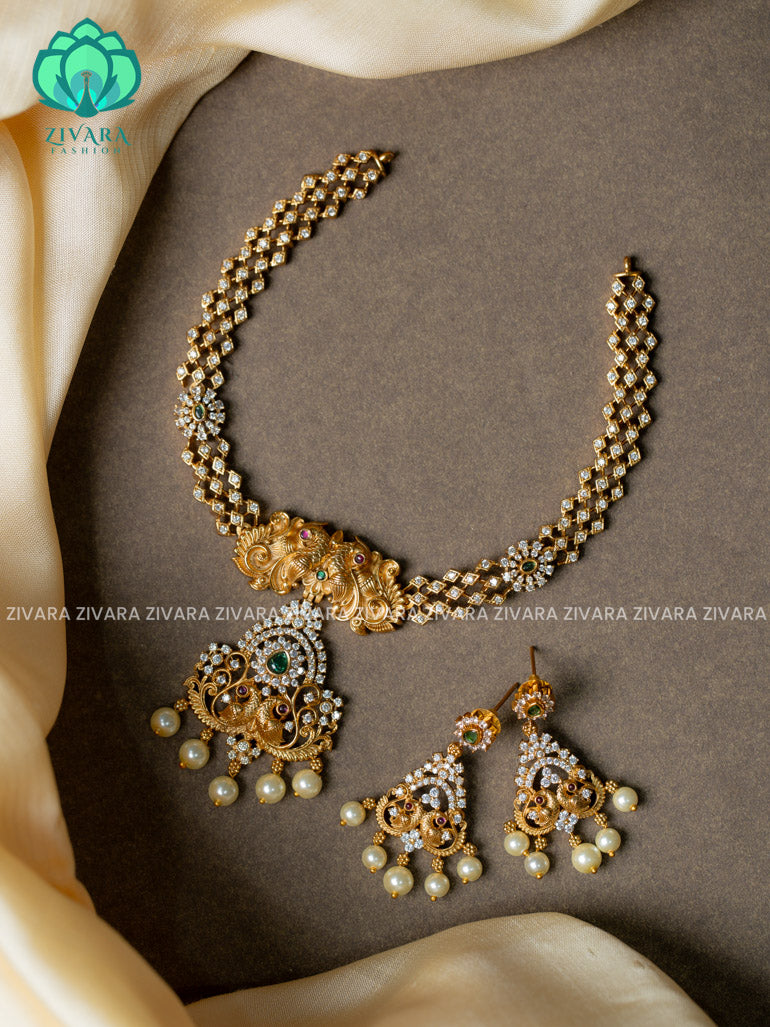 Traditional south indian premium neckwear with earrings- Zivara Fashion- latest jewellery design