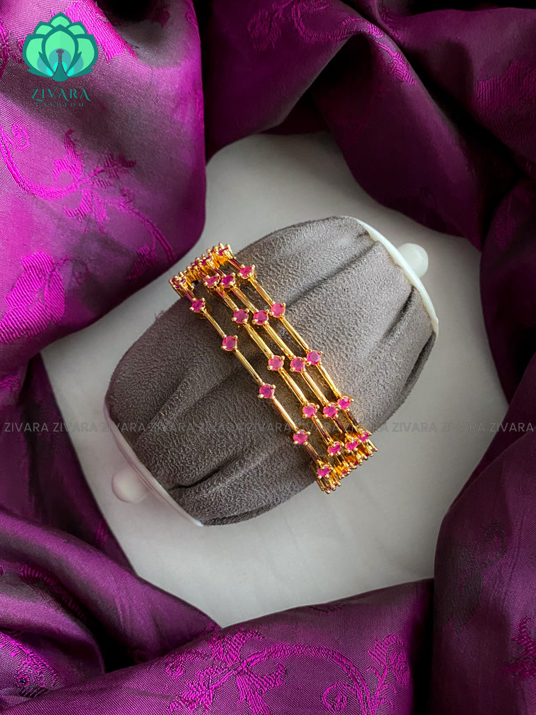 4 piece microgold polish ruby stone bangles- latest bangle collection