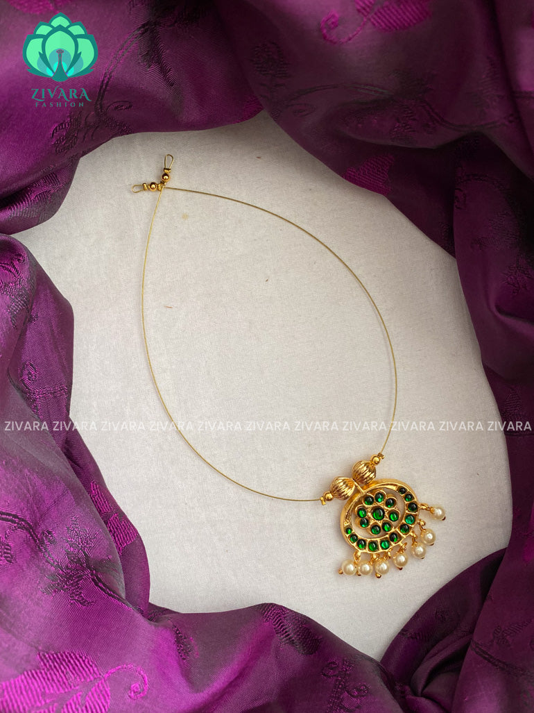 Uthara - invisble double side pendant kemp neckwear  jewellery series- latest kempjewellery - red green and full green Zivara Fashion