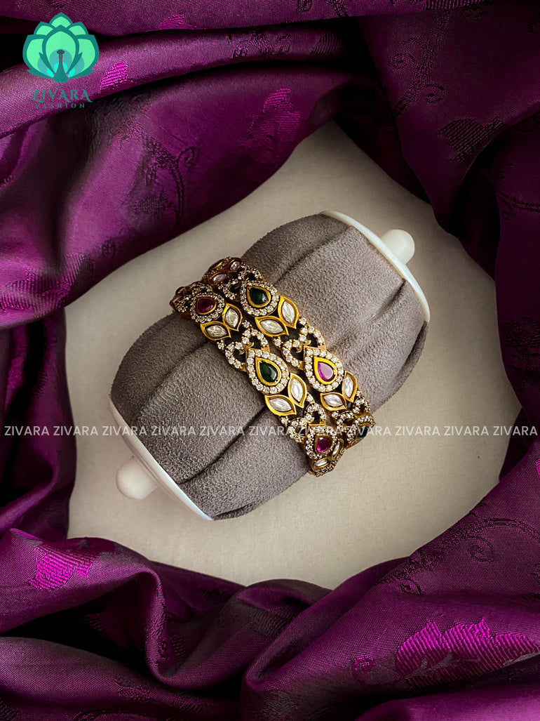 TEAR STONE -Premium VICTORIA DARK  finish bangles- latest jewellery collection- Zivara Fashion