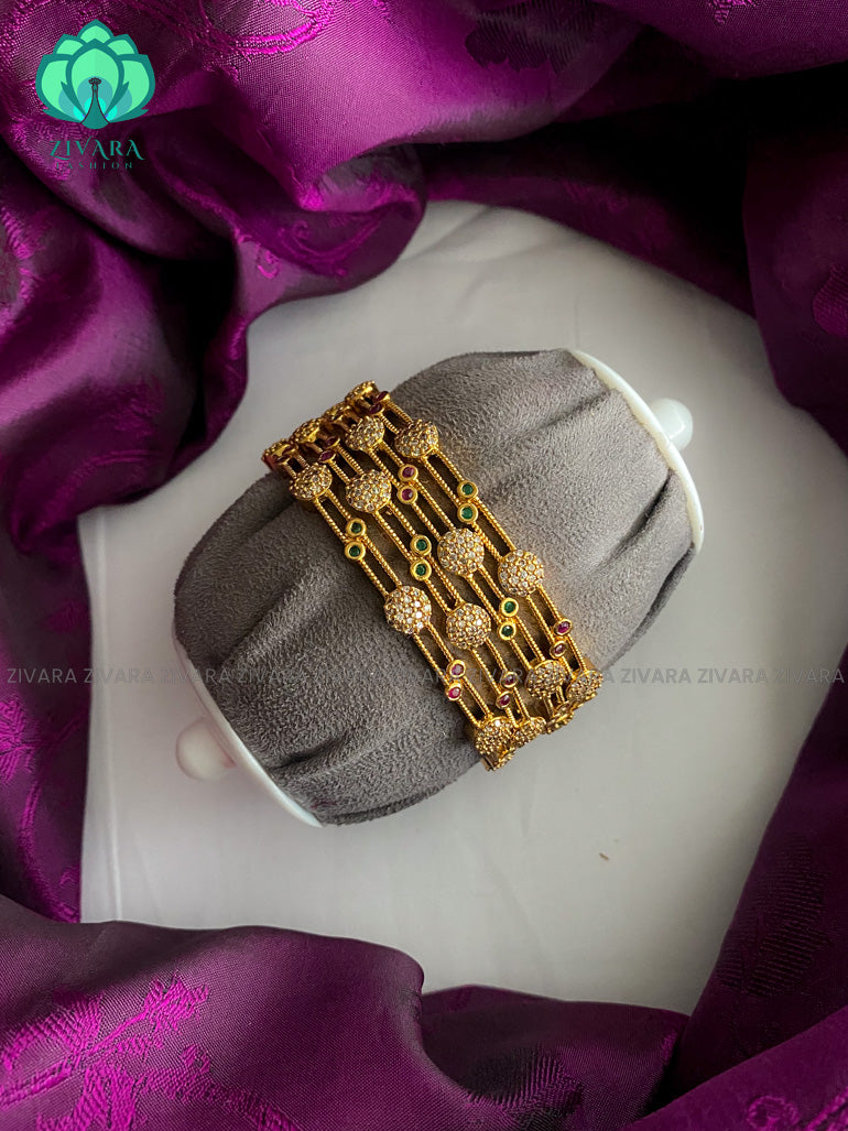 4 piece CZ matte polish  bangles with cz stones-latest bangles collection