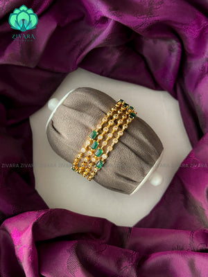 4 piece microgold finish green and white stone bangles-latest bangles design