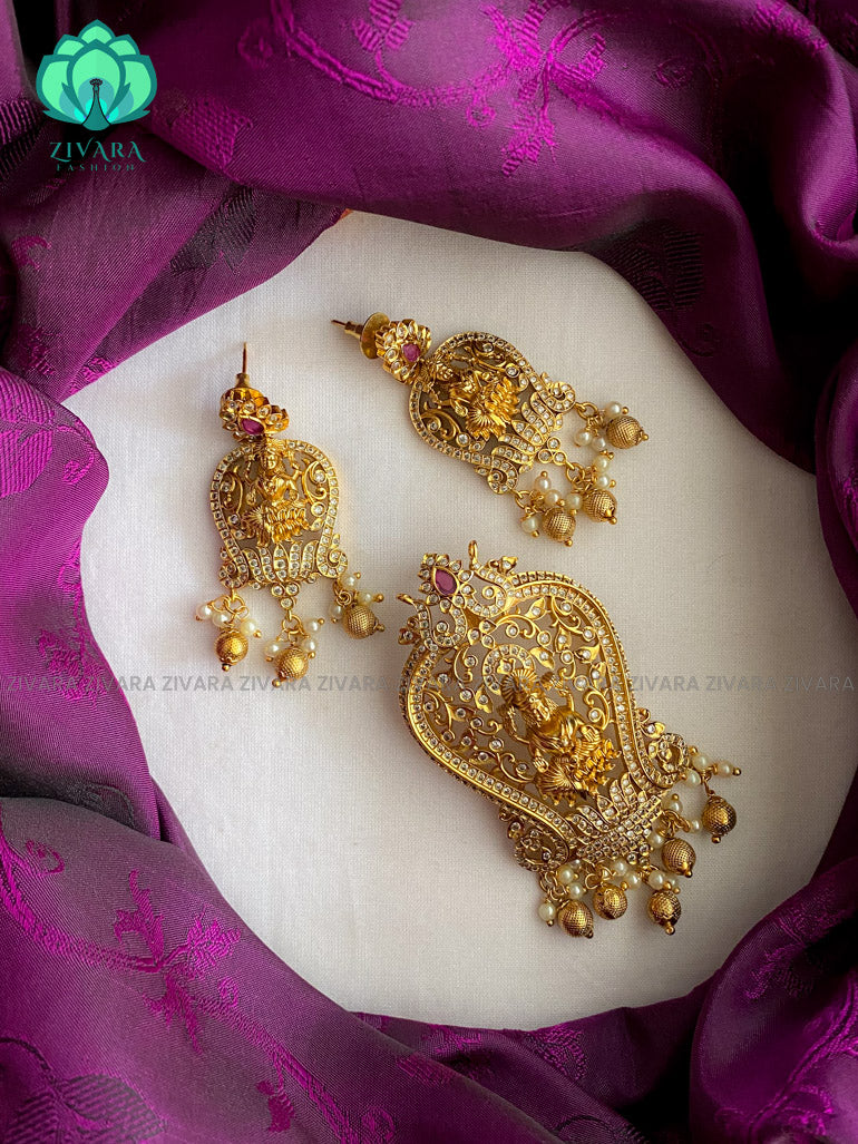 Cute temple  pendant set with earrings- Zivara Fashion