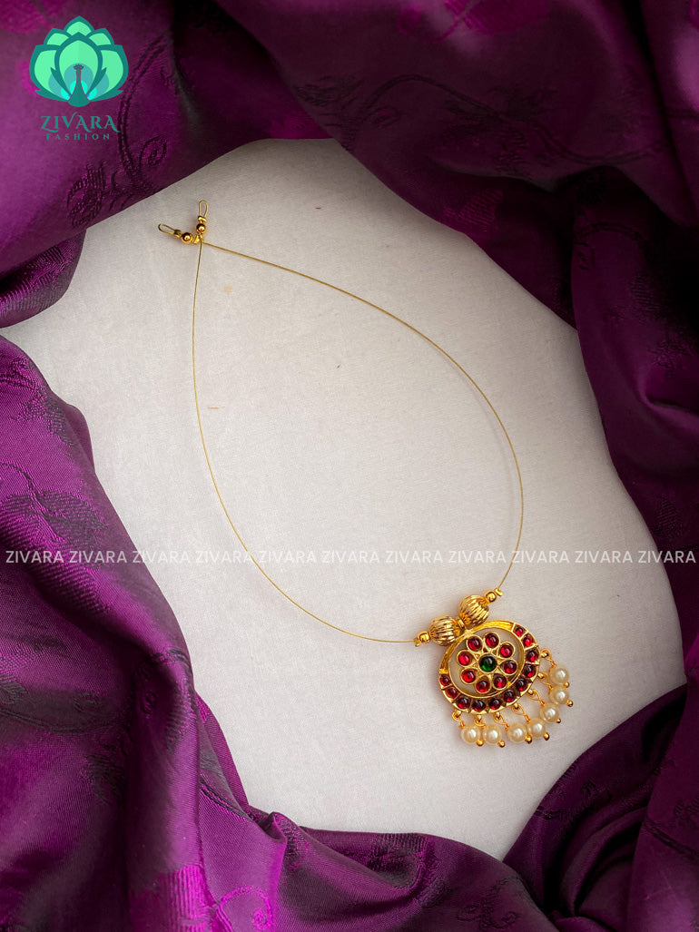 Uthara - invisble double side pendant kemp neckwear  jewellery series- latest kempjewellery - red - Zivara Fashion