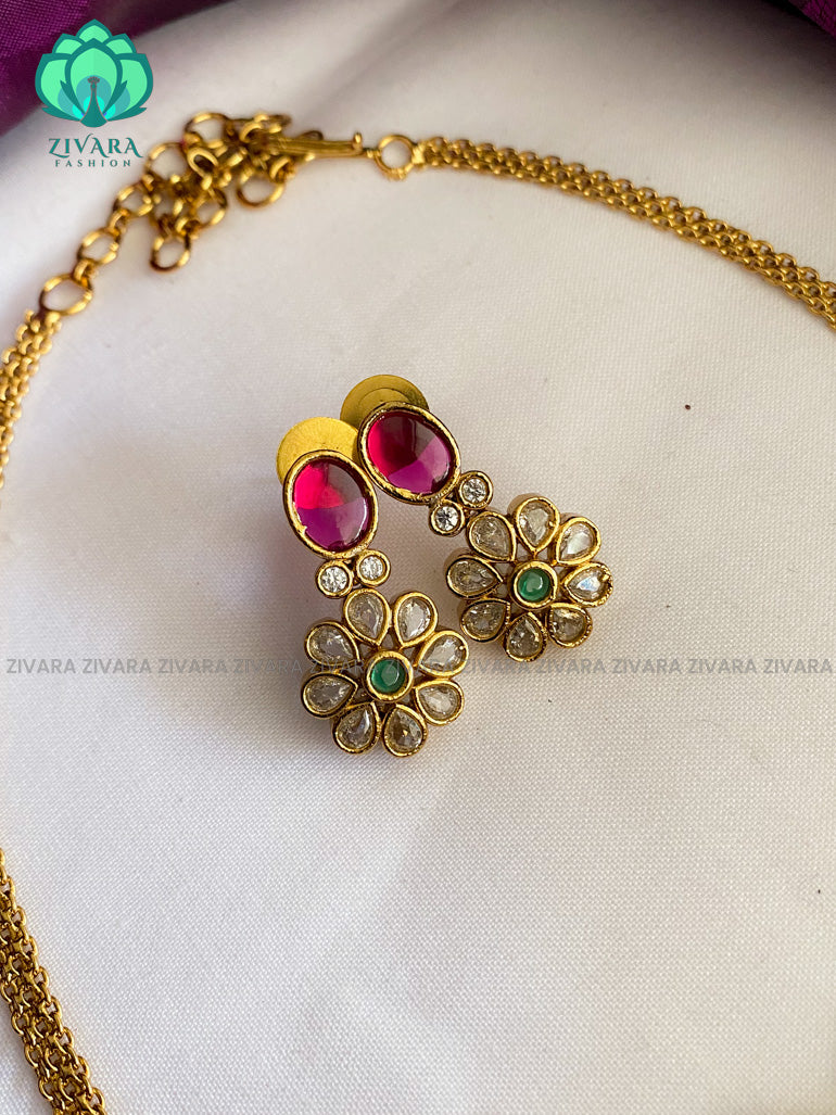 Cute and kids friendly polki stone choker with earrings-Swarna- latest pocket friendly south indian jewellery collection