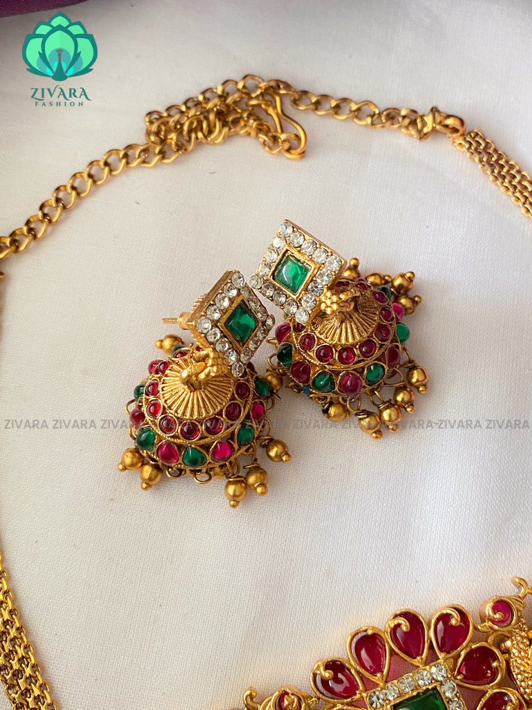 Gold balls normal matte finish simple choker with earrings-latest south indian jewellery