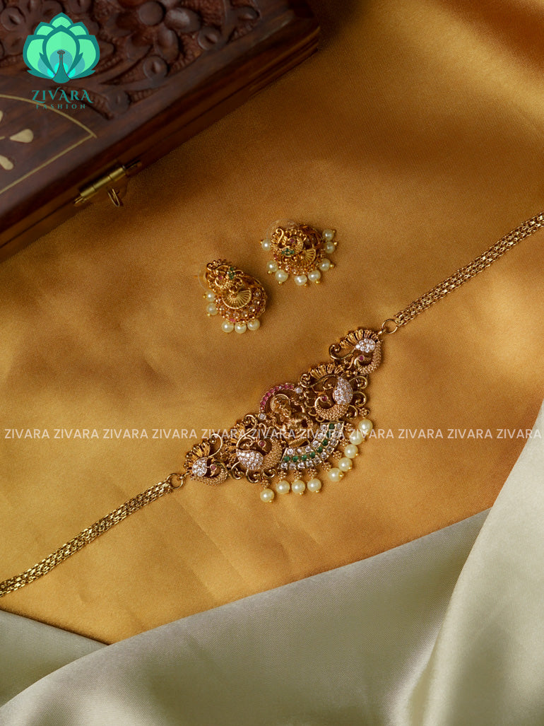 TEMPLE -TRADITIONAL CHOKER COLLECTION WITH EARRINGS- LATEST JEWELLERY COLLECTION