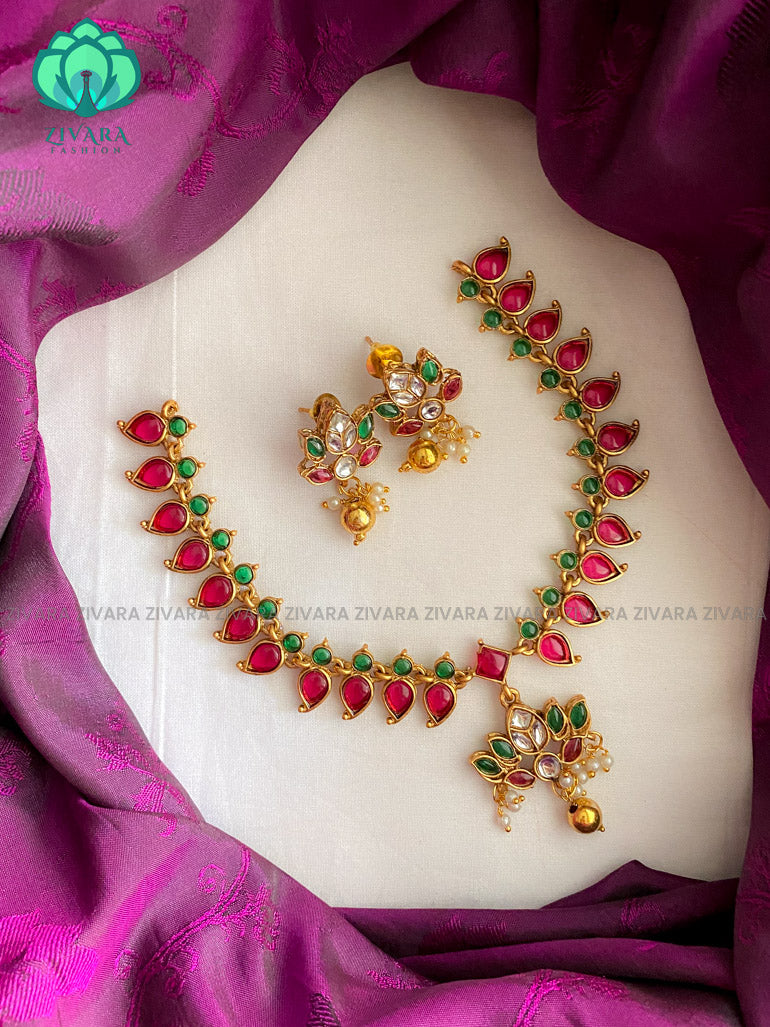 Lotus neckwear with earrings- Normal matte finish - latest collection