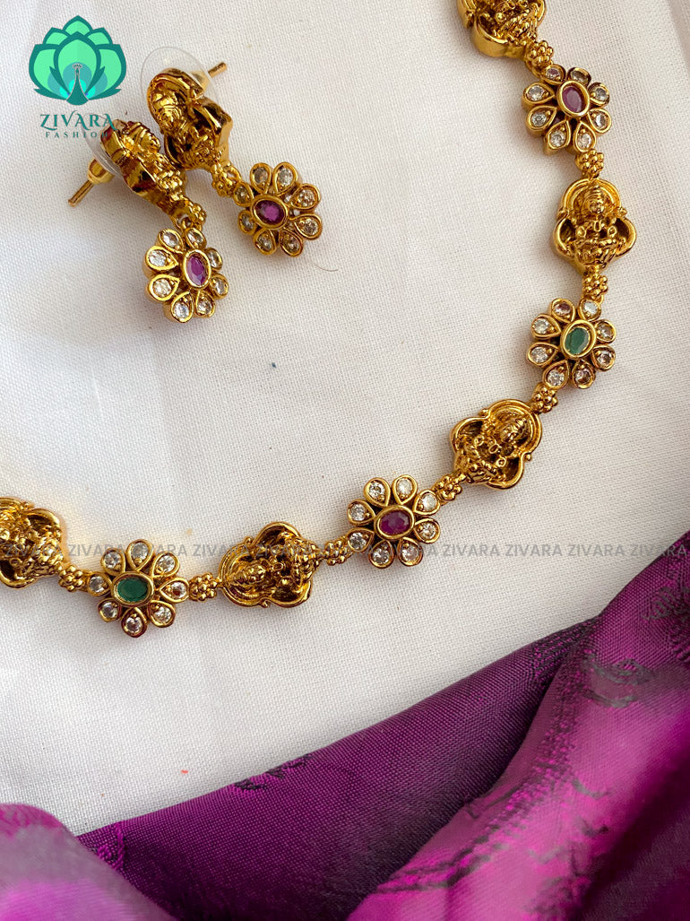 Hotselling temple neckwear with earrings-Swarna- latest pocket friendly south indian jewellery collection