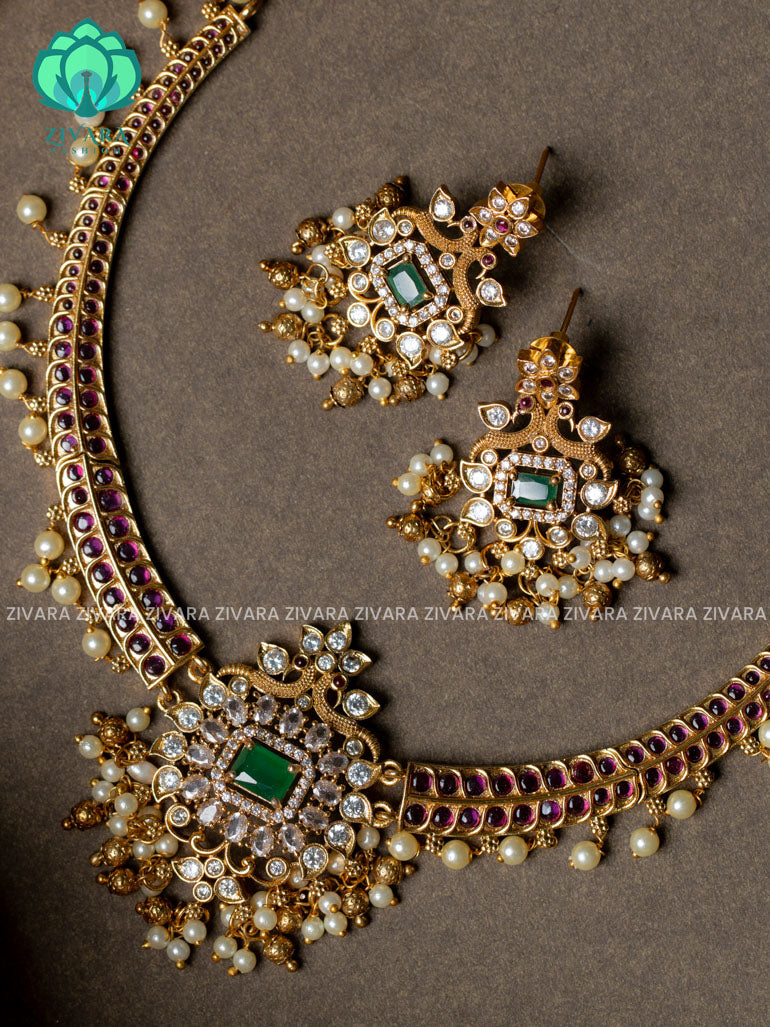 Traditional south indian premium neckwear with earrings- Zivara Fashion- latest jewellery design